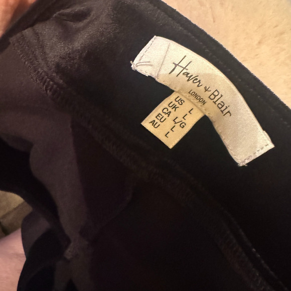 Haver + Blair Black Wide Leg Cropped Pants Pull on sz L velvet waistband career - Picture 6 of 7